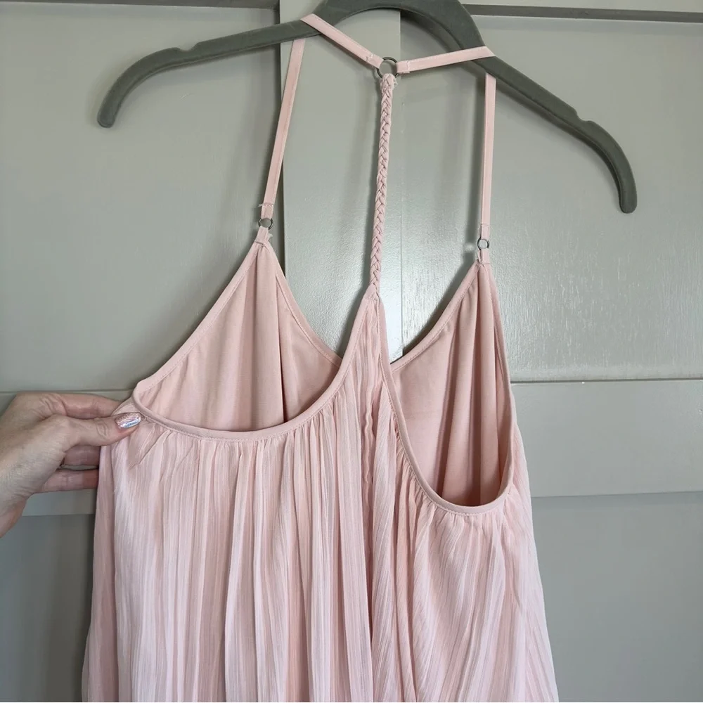 Abercrombie & Fitch Pleated Mini Dress Pink Strap Dress Size Medium - Picture 6 of 12